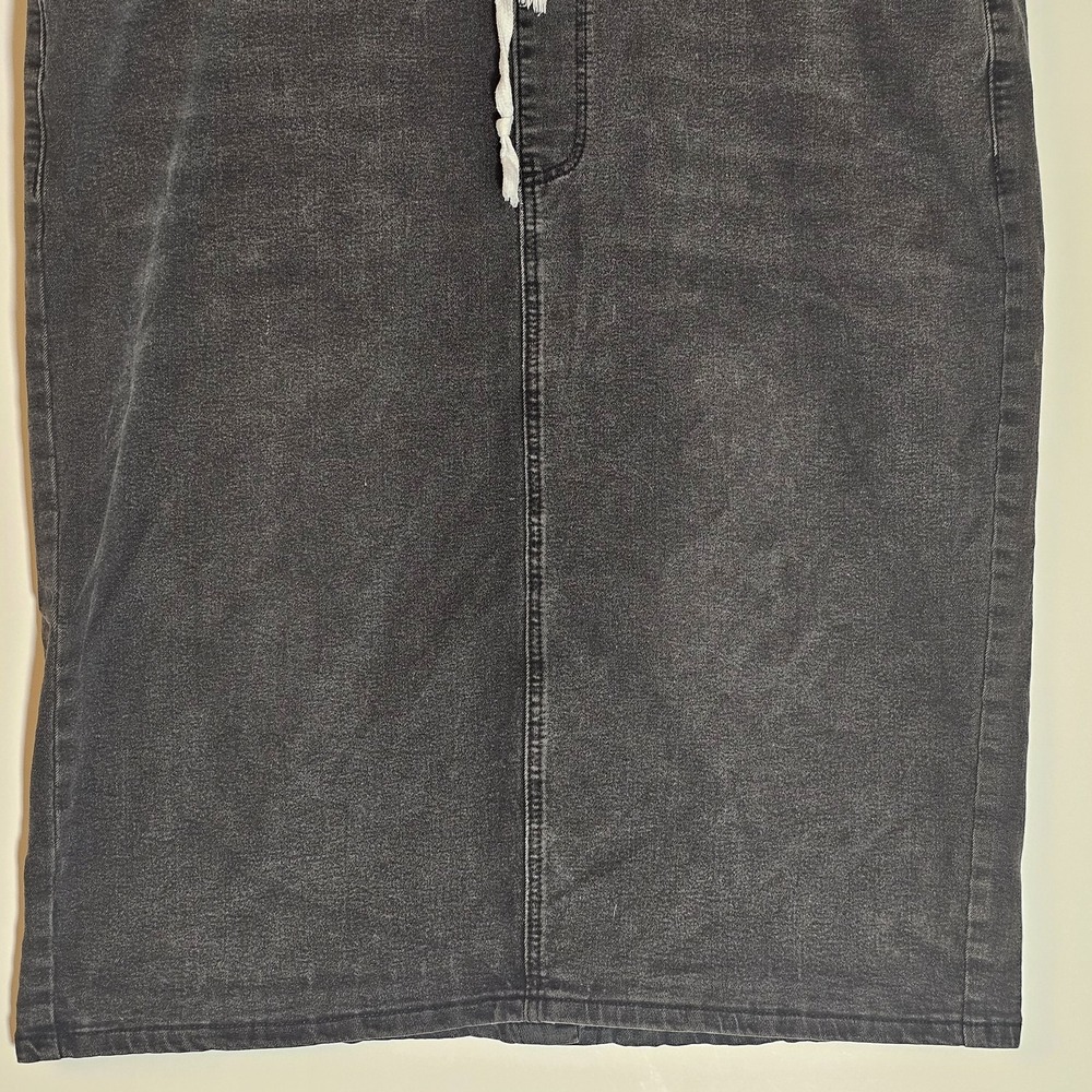 Shein Curve Skirt Womens 4XL Black Gray Denim Look Drawstring Casual Pockets - Picture 3 of 13